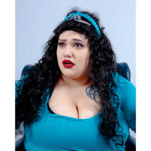 Dorian cosplaying as Deanna Troi from Star trek TNG.